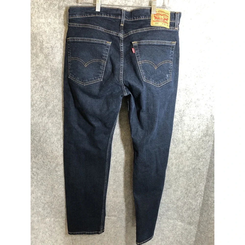 Levis 505 Jeans Men 36x31 Blue Dark Wash Regular Fit Tag 36x32